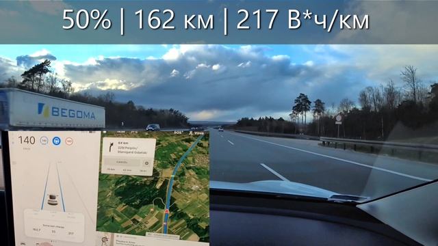 140 км/ч Тесла Модель 3:Полный  тест запаса хода по автобану весной