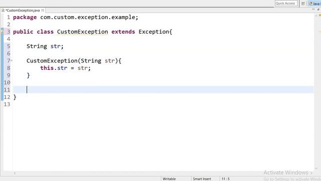 CUSTOM EXCEPTION IN JAVA смотреть онлайн
