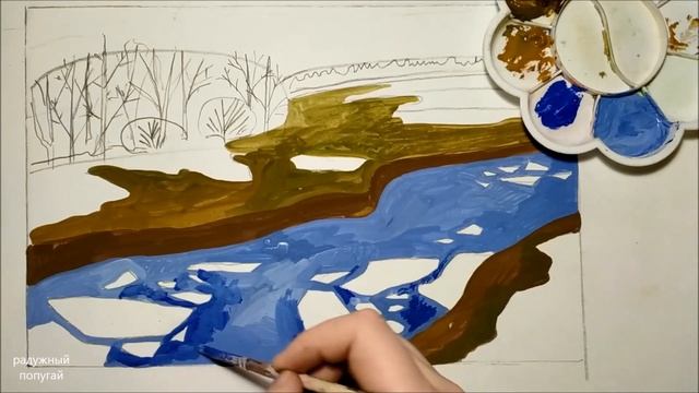 КАК НАРИСОВАТЬ ВЕСЕННИЙ ПЕЙЗАЖ ! рисуем весну смотреть онлайн