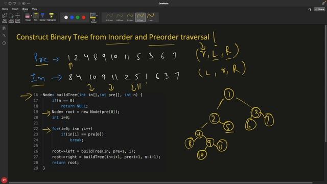 Construct Binary Tree from Inorder and Preorder traversal Array смотреть онлайн