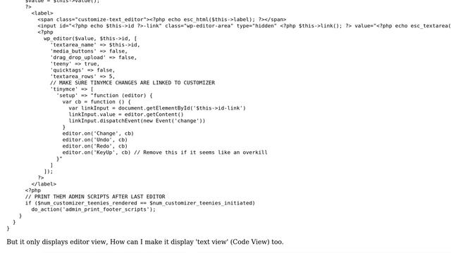 Wordpress: Text View (Code View) in WordPress Customizer TinyMCE Editor смотреть онлайн