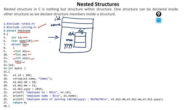 Nested Structure in C (Hindi Lecture) смотреть онлайн
