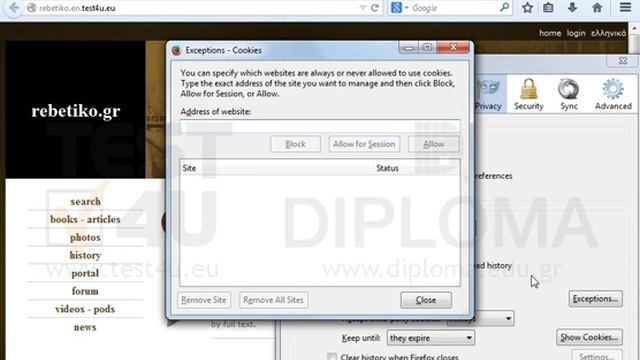Configure Mozilla Firefox so that cookies of the www.cert4u.gr website are blocked. смотреть онлайн