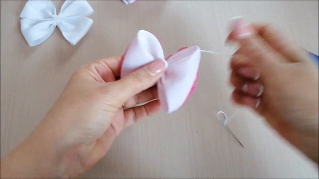 Бантики из репса, кружева и экокожи МК Канзаши / Bows Of Reps, Lace And Eco-leather / Laços De Fita