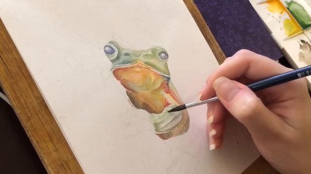 НЕ РИСОВАЛА АКВАРЕЛЬЮ 6 ЛЕТ|РИСУЮ ЛЯГУШКУ АКВАРЕЛЬЮ смотреть онлайн
