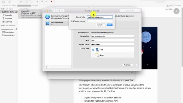 Mac OS X El Capitan - Modifier la configuration des serveurs IMAP et SMTP смотреть онлайн