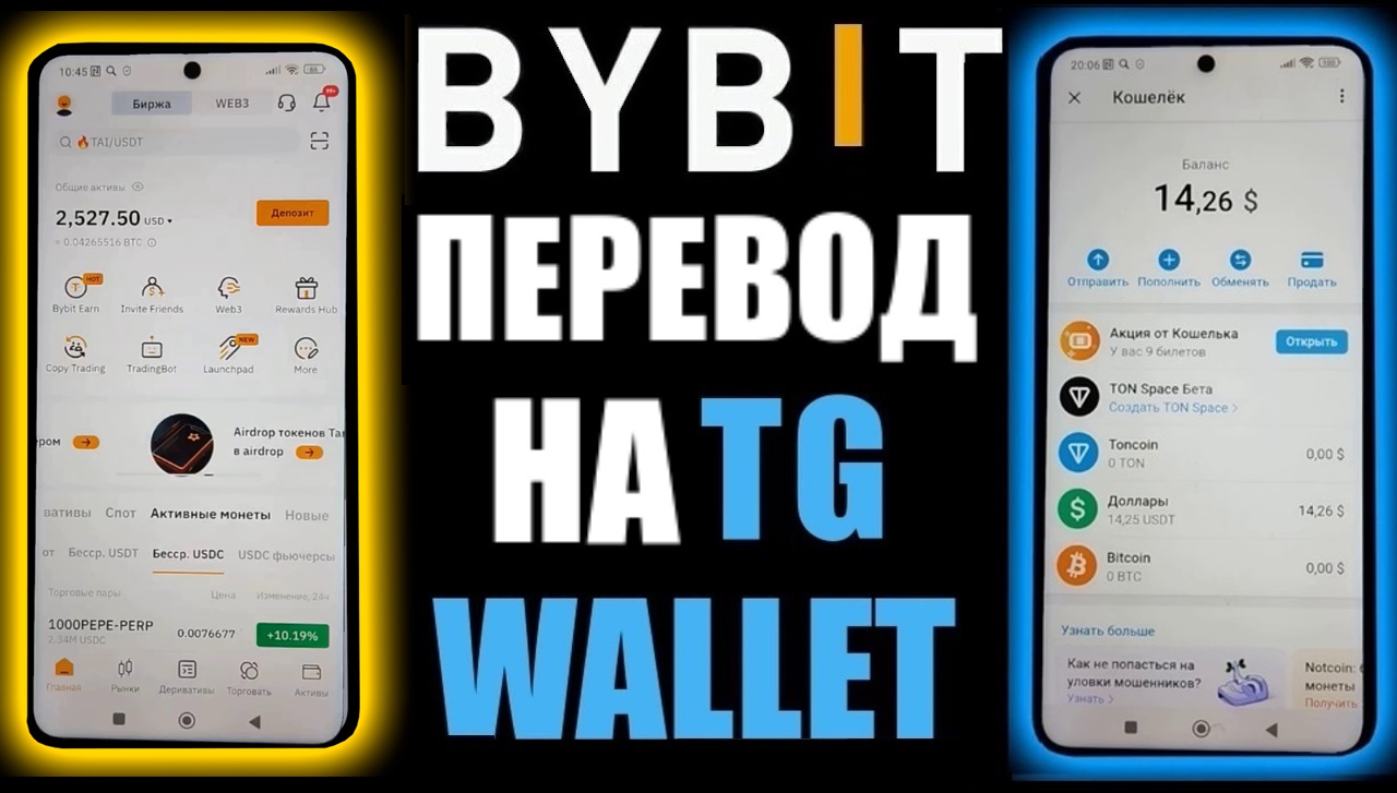 Перевод USDT с Байбит на ТГ Кошлёк