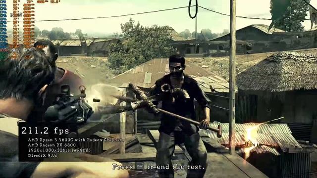 AMD RX 6600 + Ryzen 5 5600G, Resident Evil 5 Benchmark DirectX 9.0c смотреть онлайн