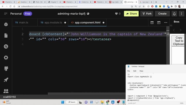 Angular 14 ngx-clipboard Example to Copy Text to Clipboard inside TextArea on Button Click in TS смотреть онлайн