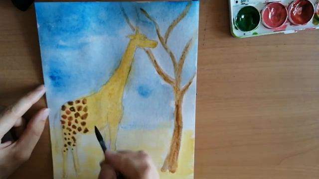Жираф, медовая акварель! #Рисование_для_всех, #DrawingForYou, #paintingtutorials смотреть онлайн