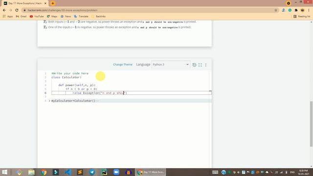 HackerRank Day 17: More Exceptions problem solution in Python | 30 Days Of Code problems solutions смотреть онлайн