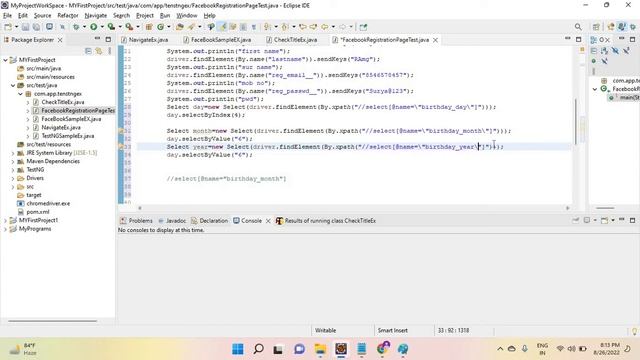 facebookRegistraionpage Test example by handling text fields dropdownlist and radio button by selen смотреть онлайн