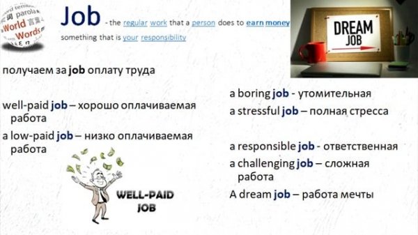 World of Words: work, job, occupation, profession, career - в чем разница?