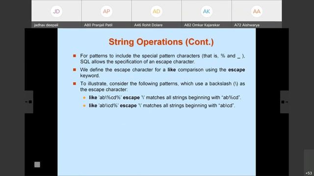 Lecture 18-Database Engineering-SQL Natural Join,null value,string & set operations-Deepali Jaadhav смотреть онлайн