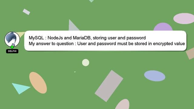MySQL : NodeJs and MariaDB, storing user and password смотреть онлайн
