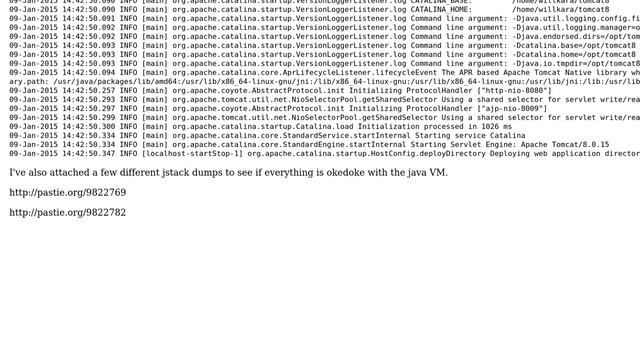 Tomcat 8 hangs on startup while deploying webapp. Possibly related to entropy generation смотреть онлайн