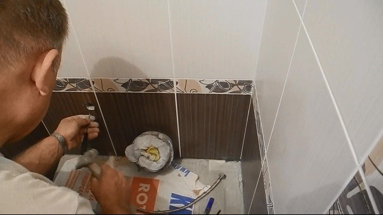 Делаем отверстие прямо в коробе с плиткой смотреть онлайн