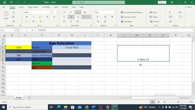 How to creative Age Calculator in Ms excel And Data Entry $Classno 07#Data entry job#Computer cours смотреть онлайн