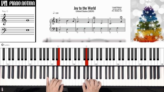 Joy to the World (Easy Christmas Sheet Music - Piano Solo - Piano Cover - Tutorial) смотреть онлайн