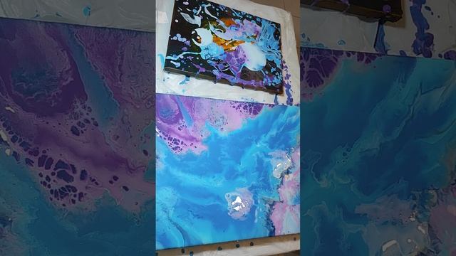 Флюид-арт, акриловая заливка, мой эксперимент с добавлением шампуня. Fluid art, art. смотреть онлайн