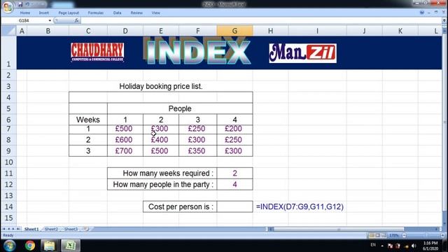 Index Formula | Index Function | Excel Tips | Excel Formulas | Chaudhary Computers Rajpura смотреть онлайн