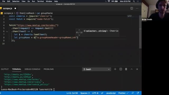 Brian Smith | Intro to Web Scraping with cheerio (JS) смотреть онлайн