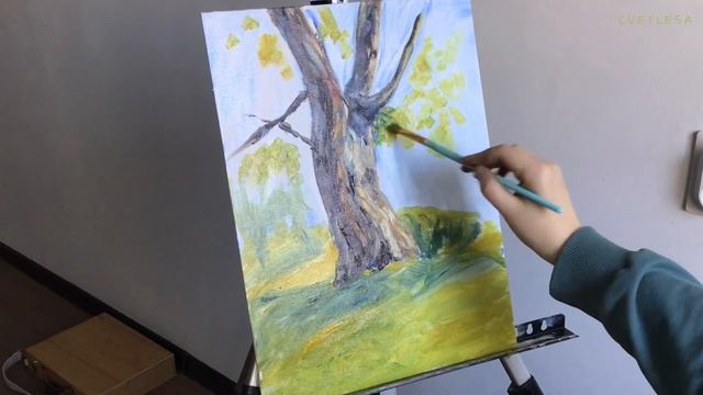 ?Делаю зарисовку дуба по мотивам Шишкина?Картина маслом на холсте?️Oil paint смотреть онлайн