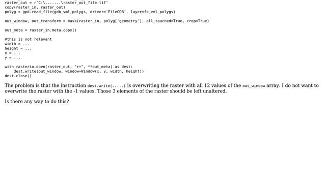 GIS: How to not overwrite with NoData values when updating a raster file using a numpy array? смотреть онлайн