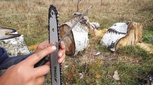 Заточка цепи бензопилы вручную, не снимая с шины, круглым напильником. Stihl. своими руками