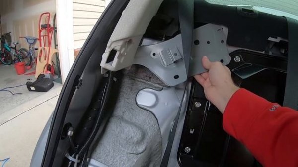 Infiniti Q50 aftermarket audio wiring kit routing and back seat / interior trim removal