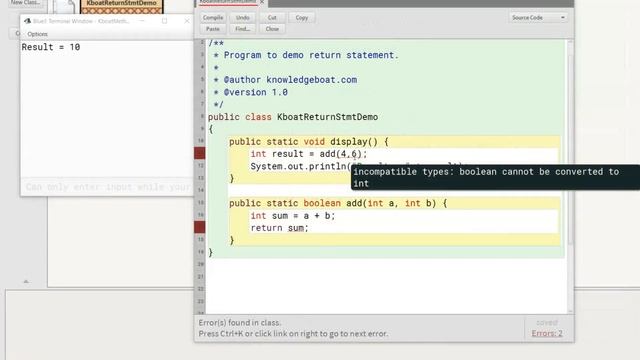 return Statement | ICSE Computer Applications | Java & BlueJ смотреть онлайн