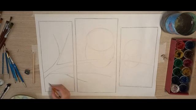 Как нарисовать триптих/ Композиция "Совы"/Триптих// 1 часть/ Видеоуроки с Dzen/ Рисуем вместе смотреть онлайн