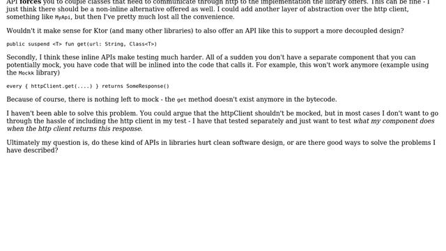 Do kotlin libraries with inline APIs encourage high coupling and discourage unit testing? смотреть онлайн