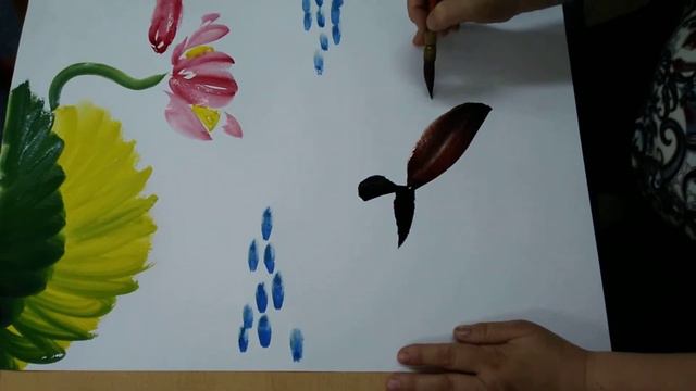 Китайская живопись у-син. Лотос и рыбка смотреть онлайн