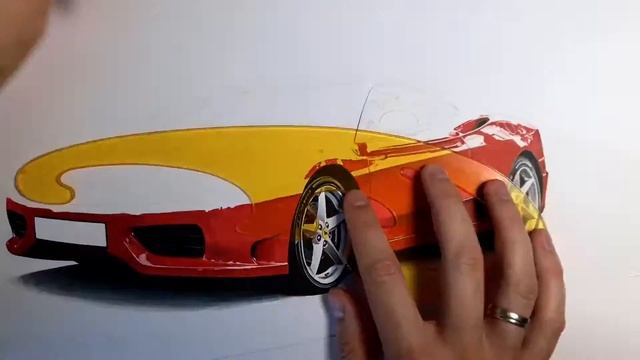 Drawing a Ferrari 360 Modena with markers and pencils like a pro :) смотреть онлайн