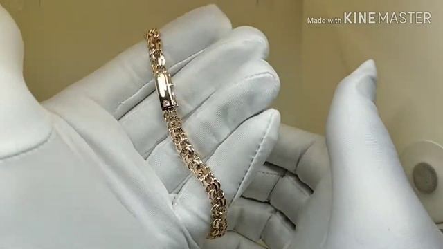 Золотой браслет " Бисмарк" с замком коробочка смотреть онлайн