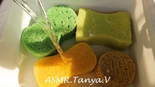 ASMR Sunny Sponge Squeezing ☀️ Yellow Lemon Suds ? Чистин для мытья полов