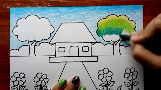 Very Easy House Scenery Drawing || How to Draw Scenery Step by Step || #Scenery.. смотреть онлайн