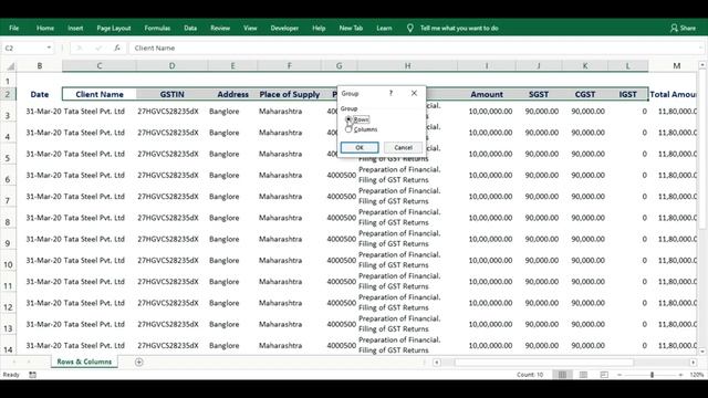 How To Group or Ungroup -Rows or Columns in Excel (Short cut with live example) ? смотреть онлайн