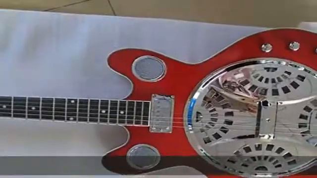 Hollow Body Resonator Acoustic Guitar In Red Color смотреть онлайн