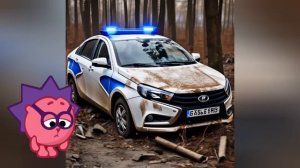 Полицейский автомобили до и после  но это нейросеть