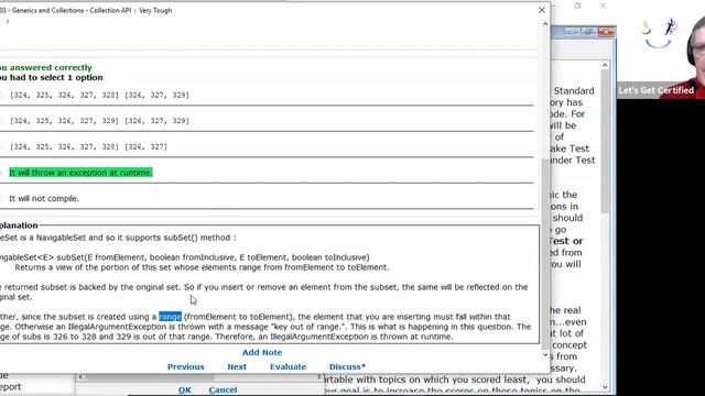 The TreeSet method subSet(from, boolean, to, boolean) explained. (enthuware.ocpjp.v8.2.1471) смотреть онлайн