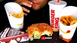 ASMR BURGER KING MUKBANG IMPOSSIBLE WHOPPER ONION RINGS FRIES NUGGETS EATING SHOW SOUNDS JERRY