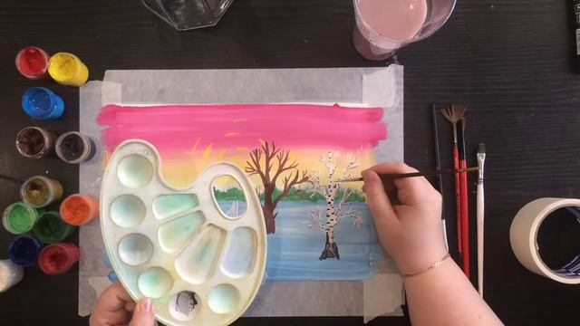 Рисуем зимний пейзаж часть 4 / Drawing for kids / Урок рисования смотреть онлайн