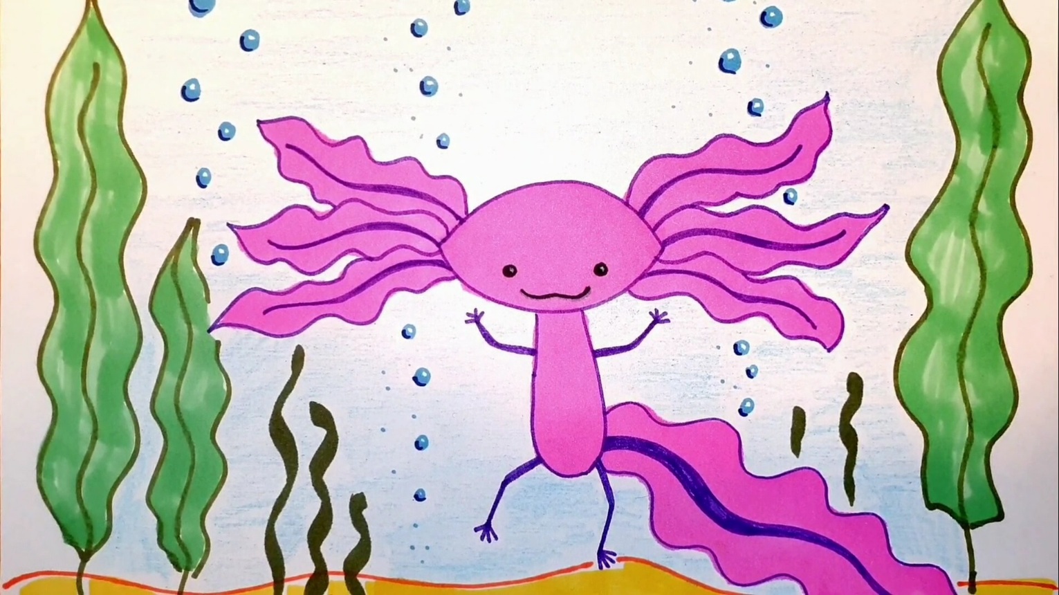 Посморти как ОЧЕНЬ ПРОСТО нарисовать Милый аксолотль! смотреть онлайн