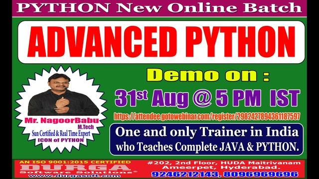 ADVANCED PYTHON Online Training in DURGASOFT смотреть онлайн