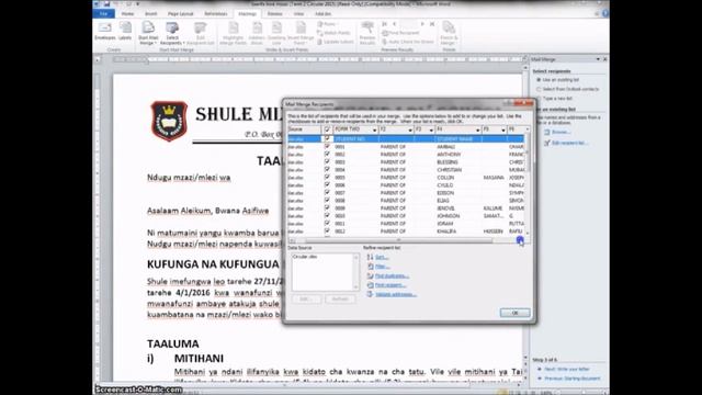 Mail Merge Step 3 Combining Excel Template and Word Document смотреть онлайн
