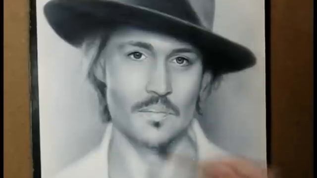 Johnny Depp Speed drawing portrait in dry brush technique смотреть онлайн