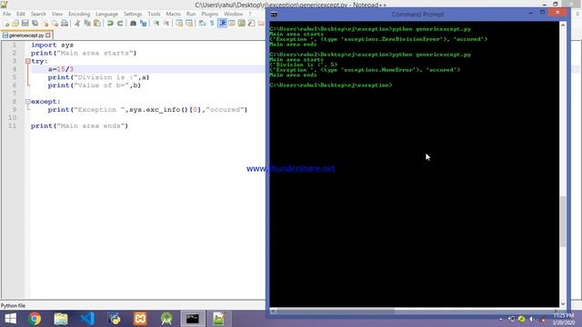 Generic except block, PYTHON смотреть онлайн
