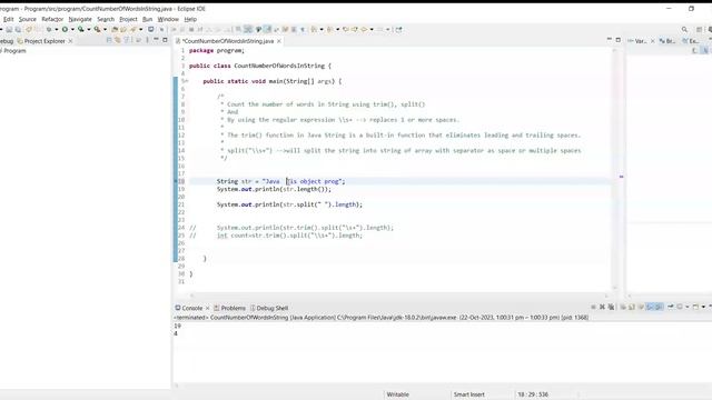 Counts the number of words using Java built-in methods смотреть онлайн